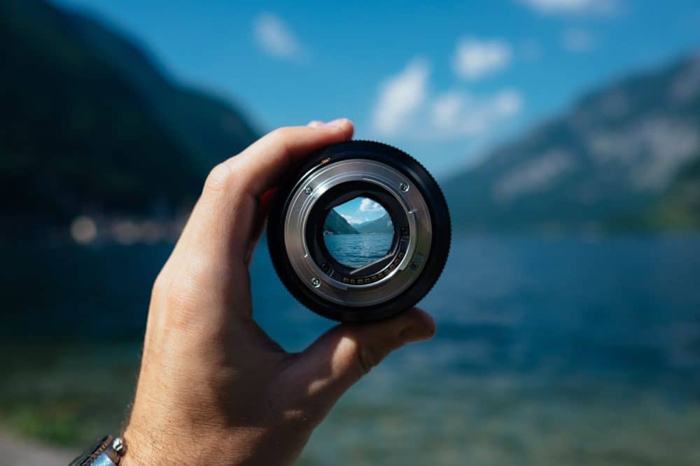 Lake view through a camera lens