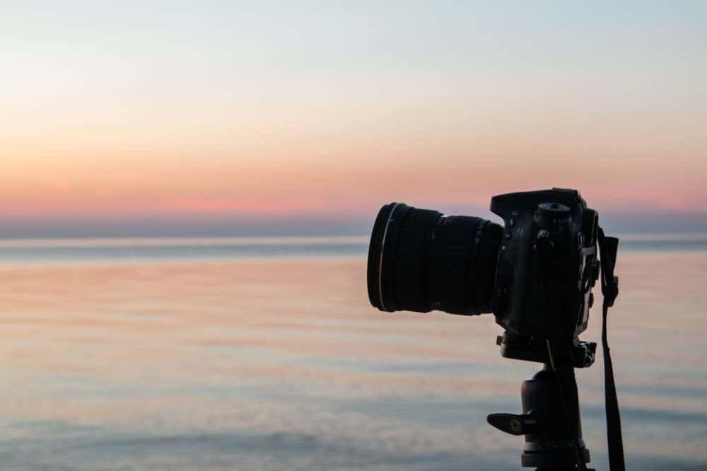 Camera and coastal view