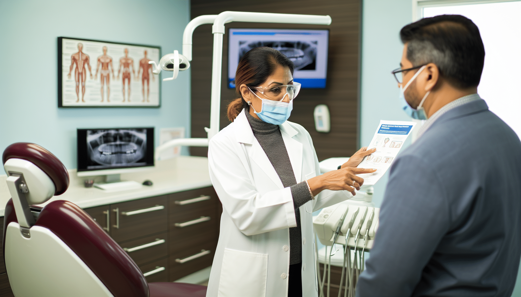 Dentist explaining dental discount plans to a patient